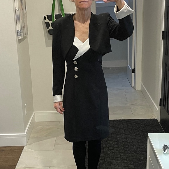 Elegant sexy bling, black-and-white tuxedo, dress, two piece - Picture 3 of 5